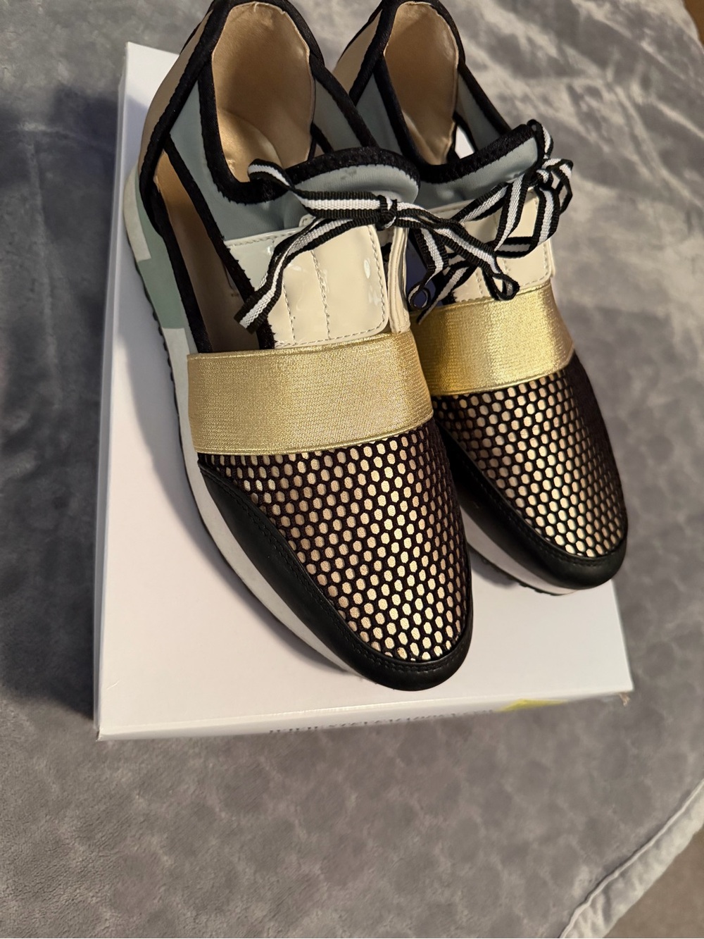 Steve Madden Black, Gold & Cream Slip-On Sneakers